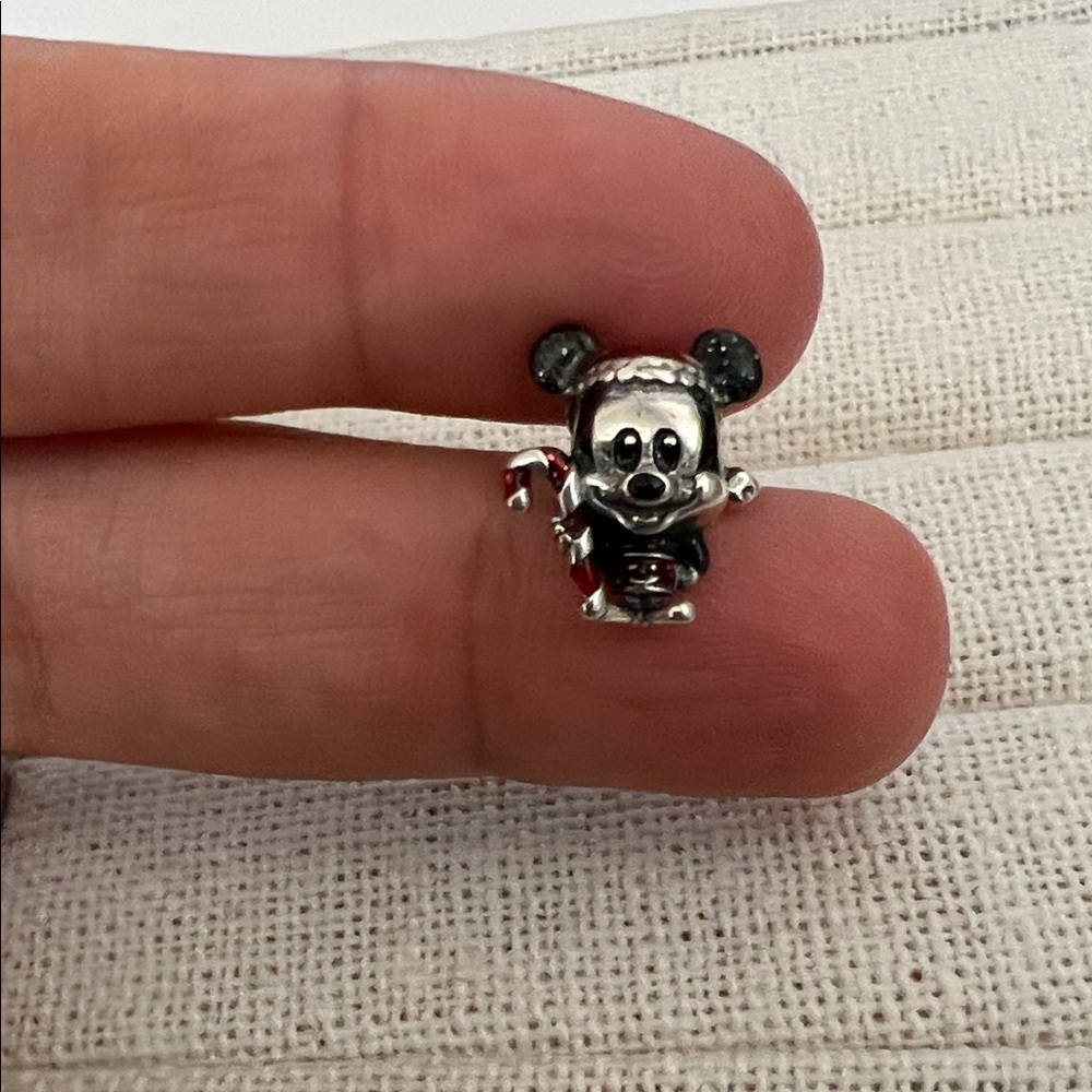 Mickey Mouse Candy Cane Santa Charm